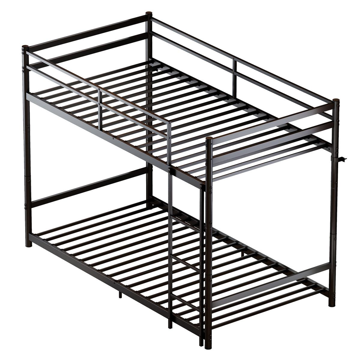 Heavy Duty Metal Twin Over Twin Bunk Bed, Convertible to 2 Separated Twin Beds, Noise-Free Steel Frame with Rubber Anti-Slip Ladder & 11.3" Guardrails, 400/485 LBS Weight Capacity, Black