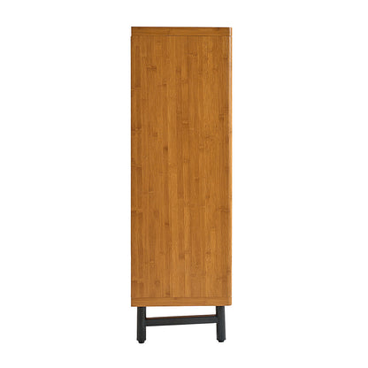 Walnut Modern Shoe Cabinet with Louver Doors, 6-Tier Entryway Organizer with Adjustable Shelves, MDF and Iron Construction, Natural Finish