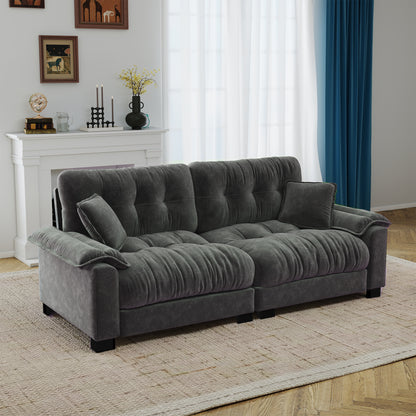 Modern 94" Chenille Pleated 3-Seater Sofa with Durable Spring Support & Thick Dense Foam Cushions
