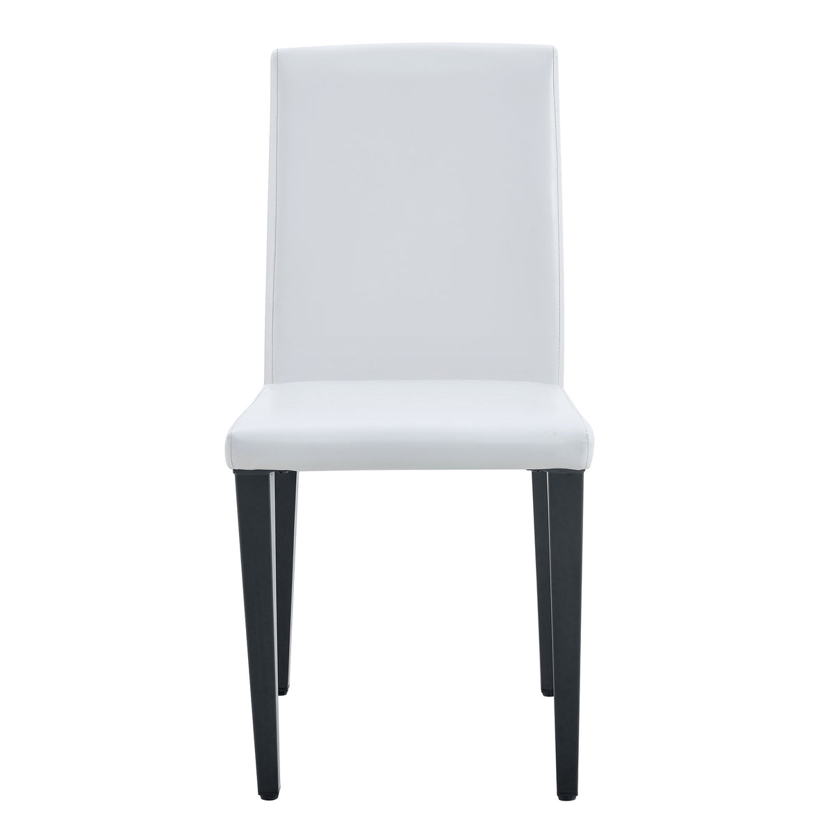 Pull table dining chair set, white medium density fiberboard tabletop with black metal table legs, extendable pull table+6 modern Mid-Century Modern Dining Chairs