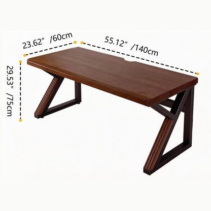 Solid Wood 55.1-Inch Extra Long Desk,Thickened Desk,Two Person Double Desk for Home Office, Wooden Long Computer Desk,Writing Table for Office, Walnut