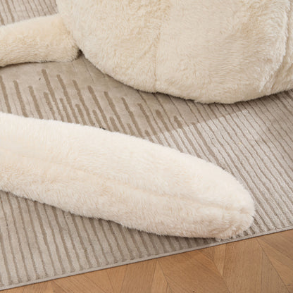 41.7'' W Boneless Single Sofa, Faux Fur Large Bean Bag, Cat Shaped with Tail Pillow Fluffy Beanbag, Comfy Accent Floor Chair for Reading, Gaming Nap Lounge in Living Room Bedroom Dorm Apartment, Beige