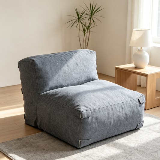 L‑Shape Modular Floor Sofa Module, Linen‑Look Fabric Single Seat with Removable Cover, Compressible for Indoor Patio Use