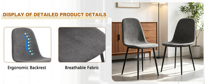 Comfortable Linen-Cotton Dining Chair Set - Six Pieces in Dark Gray.Integrated Seat and Backrest,Linen-Cotton Material,Modern Home Matching.W1151124300