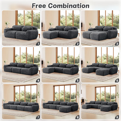 U-shaped Boneless Sofa 32D High Density Sponge Bottom Anti-Slip Design No Assembly Required Ergonomic Design Free Combination Full-compression Vacuum Packaging For Living Rooms,Studies,Dark Grey