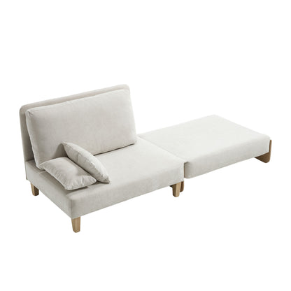 Foldable sofa bed recliner, 3-in-1 convertible sleeper, mid-century modern decor, suitable for small spaces, with three pillows, can be placed in the bedroom study room guest