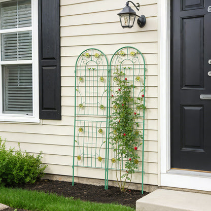 2 Pack Metal Garden Trellis 71' x 19.7' Rustproof Trellis for Climbing Plants Outdoor Flower Support Green