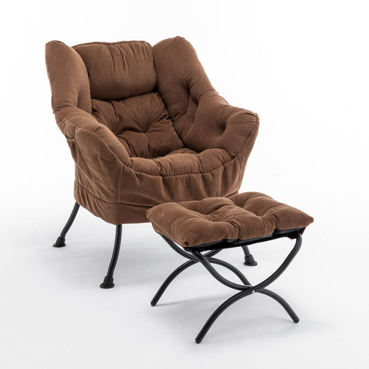 Accent Recliner Chair with Ottoman – Comfortable
 Upholstered Lounge Chair with Footrest, Ideal 
for Living Room, Bedroom, and Office(BROWN)