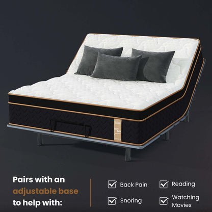 Twin Mattress, 10 Inch Plush Hybrid Mattresses with Gel Memory Foam, Fiberglass-Free Mattress in a Box, Individual Pocket Spring-Motion Isolation-Edge Support, CertiPUR-US Certified