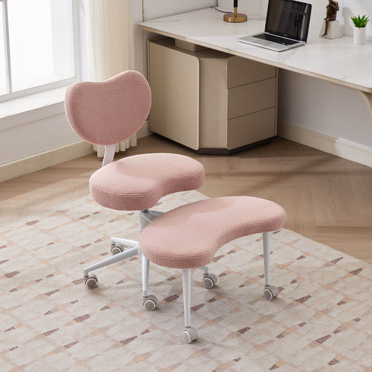 Meditation Chair Plus, Cross Legged Chair with Wheels, ADHD Chair, Criss Cross Desk Chair with Lumbar Support and Adjustable Stool – Pink