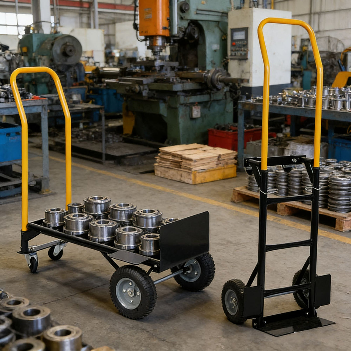 Hand Truck Dual Purpose 2 Wheel Dolly Cart and 4 Wheel Push Cart with Swivel Wheels 330 Lbs Capacity Heavy Duty Platform Cart for Moving/Warehouse/Garden/Grocery