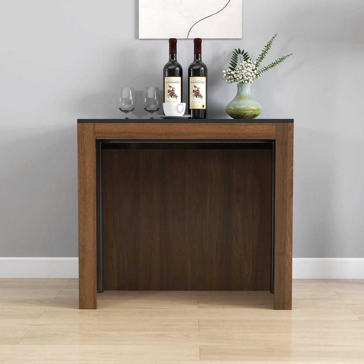 Modern Multifunctional Extendable Dining Table with Outlet, Space Saving Expanding Table with Storage for Party, Weddings, Meetings, Celebrations