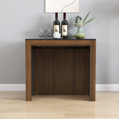 Modern Multifunctional Extendable Dining Table with Outlet, Space Saving Expanding Table with Storage for Party, Weddings, Meetings, Celebrations