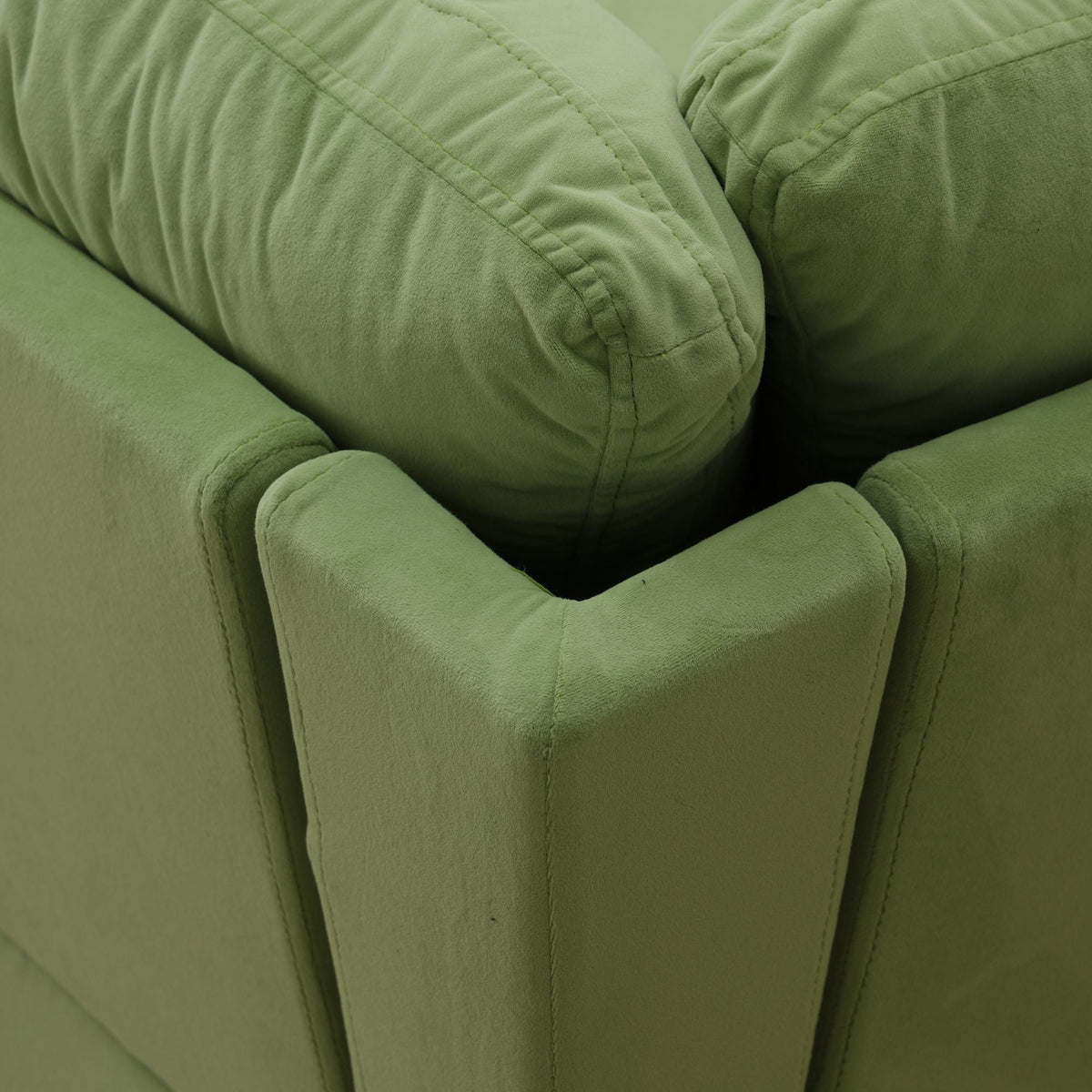 95.5 x 75 Inches Width Apple Green Modular L-Shaped Sectional Sofa 6-Seater 4-Piece Massa Flannel  Fabric Couch with Chaise