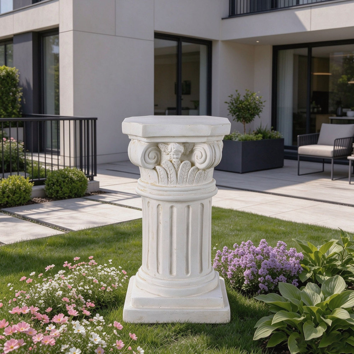 18' Sculptures Garden Statues, Large Roman Column Pedestal Angel Style, Magnesium Oxide Stone Composite Outdoor Garden Plant Stand Decor for Yard Patio Wedding, Ideal Home & Backyard Decoration