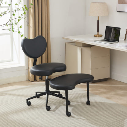 Meditation Chair Plus, Cross Legged Chair with Wheels, ADHD Chair, Criss Cross Desk Chair with Lumbar Support and Adjustable Stool – Black