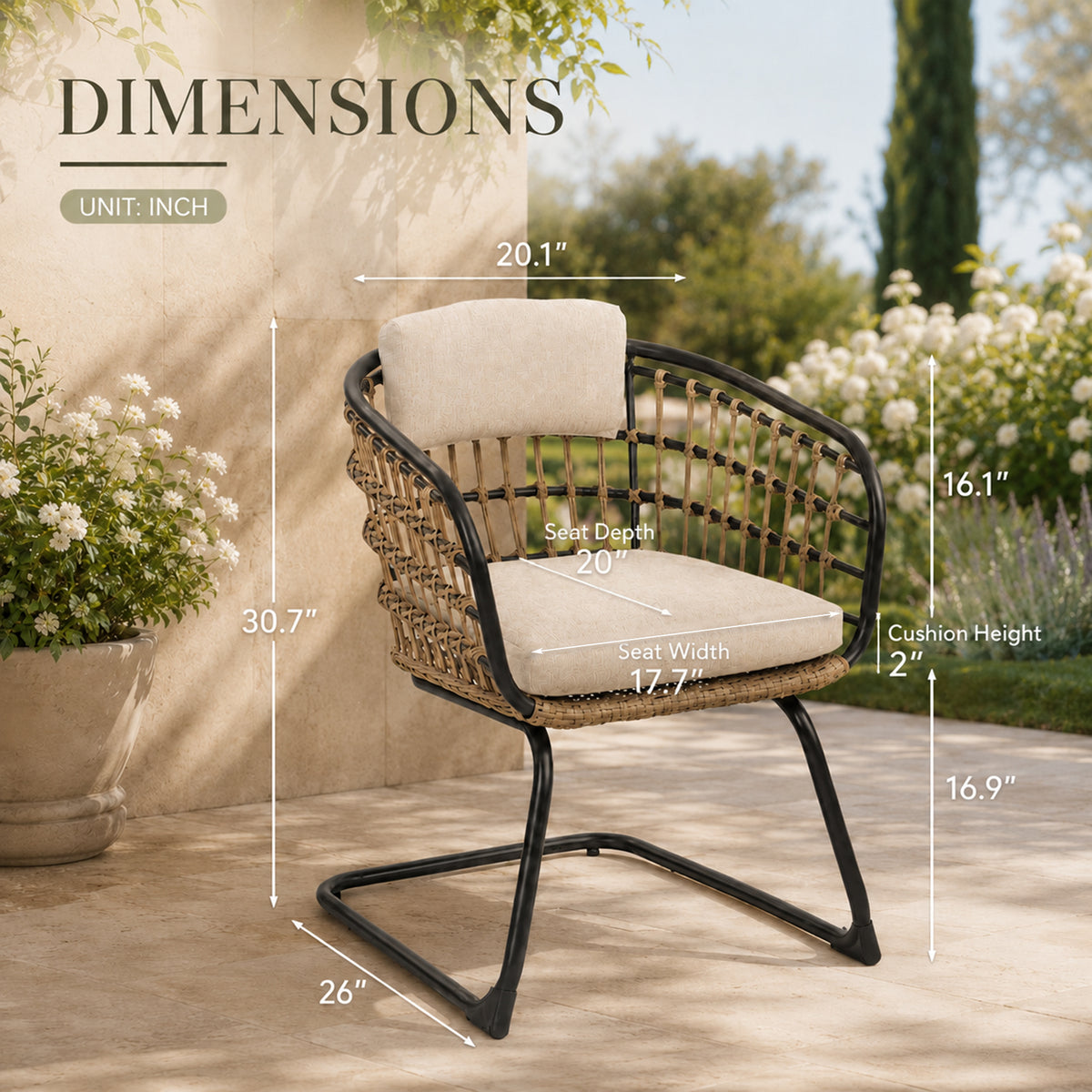 Wicker Dining Chair-SET OF 2 is designed to elevate your patio, or garden space into a cozy, stylish spot for relaxation and connection.