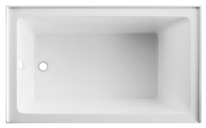 60" x 36" Alcove Bathtub, Acrylic Soaking Tub with Ergonomic Backrest, Anti-Slip Base, Left Drain, Glossy White