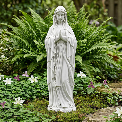Virgin Mary Garden Statue 29.9 Inch, Weather-Resistant Magnesia Outdoor Sculpture, Religious Yard Decor for Patio Lawn Porch Memorial Garden