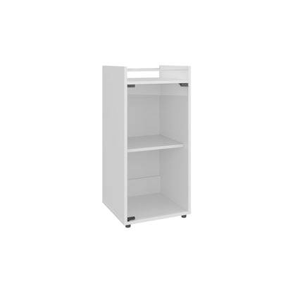 Theba Minibar Cabinet Two Doors, Open Shelf And Compact Design, Modern Bar Storage, White
