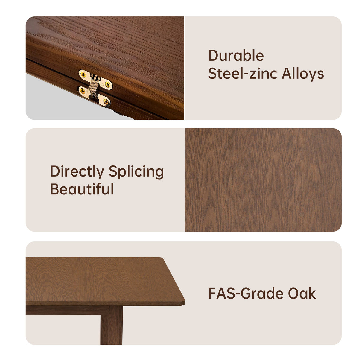 51.2" Solid Wood Folding Dining Table, Rotating Drop Leaf Design with Walnut Finish, Space-Saving Kitchen Table for 4-6 People, Farmhouse Style for Small Apartments, Easy Assembly