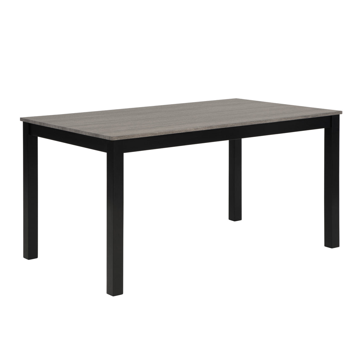 Modern 6-Piece Dining Table Set with Bench and Chairs for Dining Room or Kitchen - Light Grey & Black Two-Tone