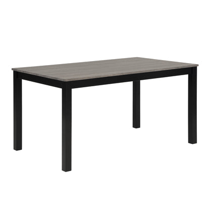 Modern 6-Piece Dining Table Set with Bench and Chairs for Dining Room or Kitchen - Light Grey & Black Two-Tone