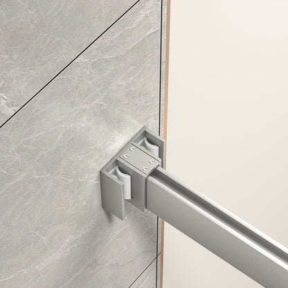 55"-60" W x 76" H Brushed Nickel Reversible Installation Double Bypass Sliding Shower Door Easy Installation Frameless Shower Door,5/16"(8MM) Tempered Glass With Nano Explosion-proof Film