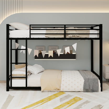 Metal Twin over Twin Bunk Bed/ Heavy-duty Sturdy Metal/ Noise Reduced/ Safety Guardrail,Black