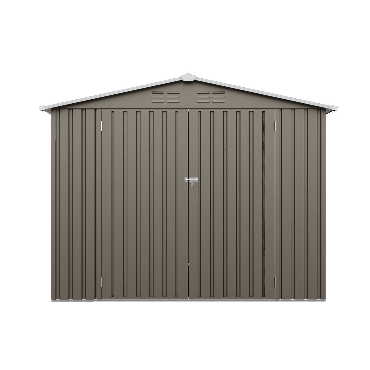 8*6 FTOutdoor Metal Storage Shed, Galvanized Steel Panel Tool House with Lockable Double Door & Built-in Vents for Backyard Garden Equipment Storage Olive Grey(7.84*5.71 FT)