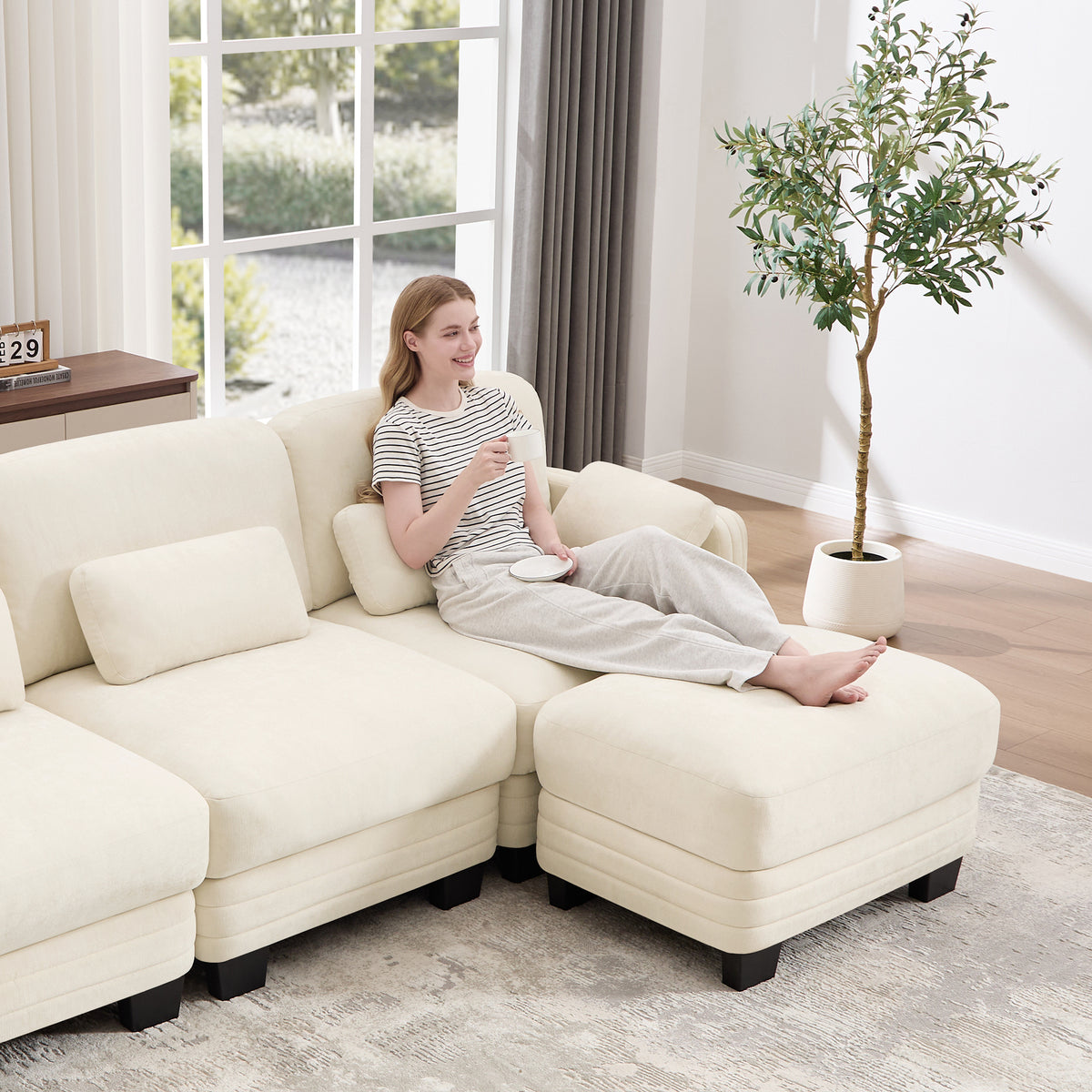 Ottoman Chenille Fabric-Beige