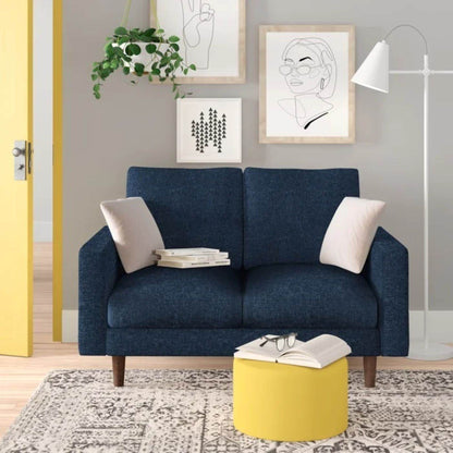 Modern 2‑Seat Loveseat Sofa, Polyester Fabric Couch, Without Accent Pillows, Loose Back Cushion for Small Space Living Room