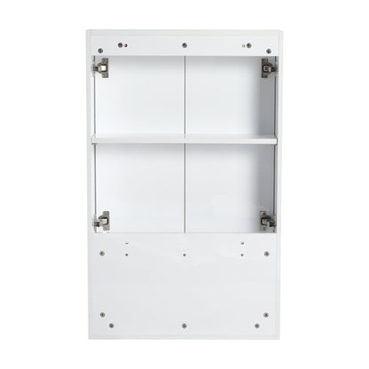 24" Bathroom Wall Cabinet, Soft Close Doors, Float Mounting Design,Glossy White,(KD-Packing)