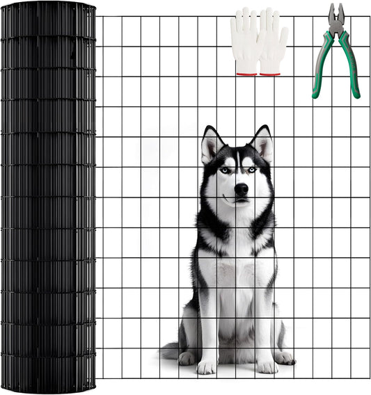 40 INCH × 50 FT black vinyl-coated metal mesh, 16 gauge 2/3 inch black PVC metal mesh, black welded wire mesh support, poultry cage protective fence