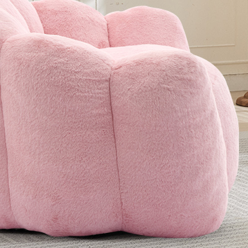Lotus Style Compression Sofa Adult Bean Bag with Pull Ring in Pink Plush, 43.7 x 39.76 x 26.77 inches, No Installation Required