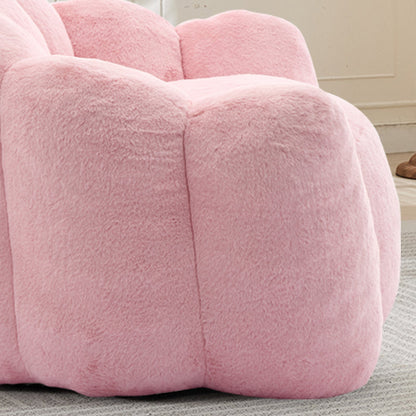 Lotus Style Compression Sofa Adult Bean Bag with Pull Ring in Pink Plush, 43.7 x 39.76 x 26.77 inches, No Installation Required
