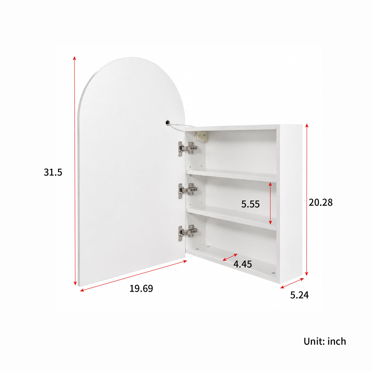 Arched LED Bathroom Cabinet, Wall Mounted Bathroom Mirror Cabinet with Storage, Touch Control Lighted Vanity Mirror Cabinet for Bathroom
