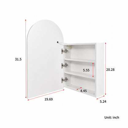 Arched LED Bathroom Cabinet, Wall Mounted Bathroom Mirror Cabinet with Storage, Touch Control Lighted Vanity Mirror Cabinet for Bathroom