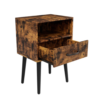 Two Sets of Nightstand,Modern Bedside Table with Storage Drawer and Open Wood Shelf, for Living Room, Bedroom and Small Spaces, Accent Night Stand, Easy Assembly