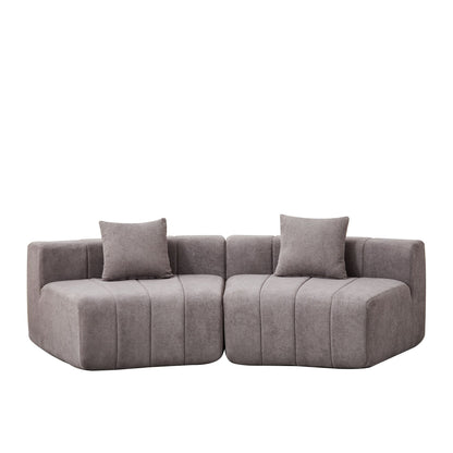Chenille curved sectional sofa with 2 pillows,Curved Symmetrical Modular Semi Circular Sofa Sectional for bedroom, living room, office for leisure or nap, reading room, and lobby