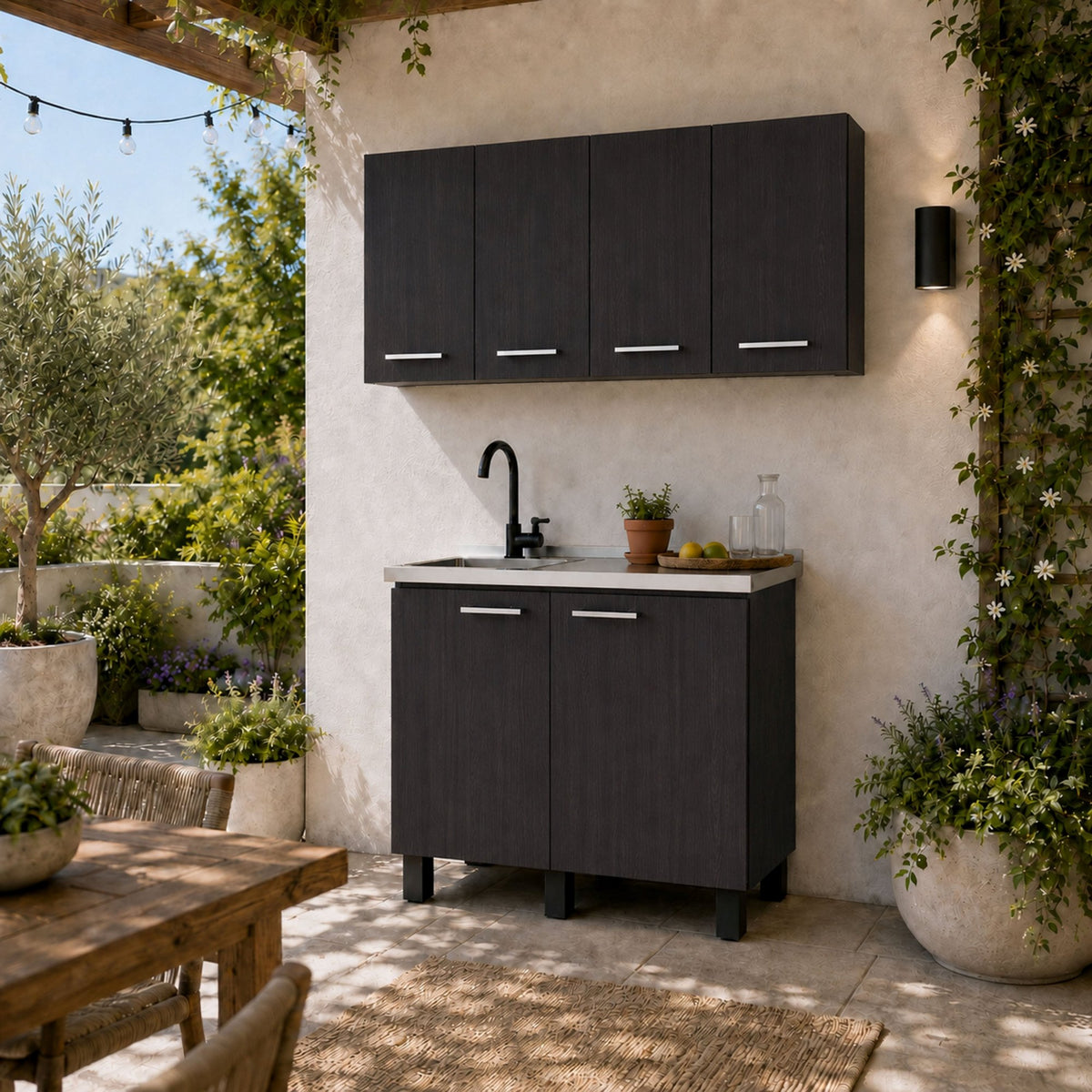 Wenge 2-Piece Kitchen Sink Cabinet Set