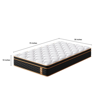 Twin Mattress, 10 Inch Plush Hybrid Mattresses with Gel Memory Foam, Fiberglass-Free Mattress in a Box, Individual Pocket Spring-Motion Isolation-Edge Support, CertiPUR-US Certified