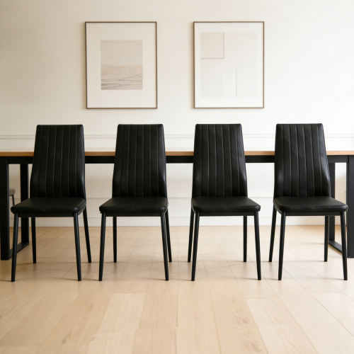 PU Dining CHAIR 4PCS black,set of 4