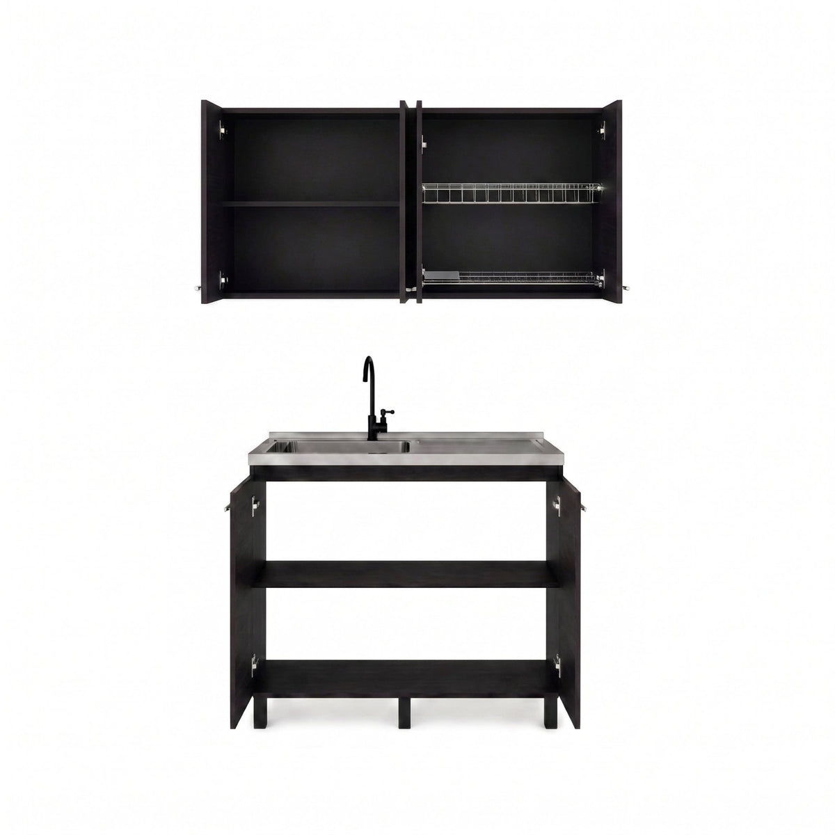 Wenge 2-Piece Kitchen Sink Cabinet Set