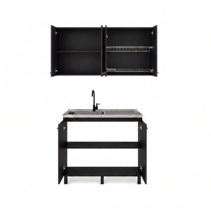 Wenge 2-Piece Kitchen Sink Cabinet Set