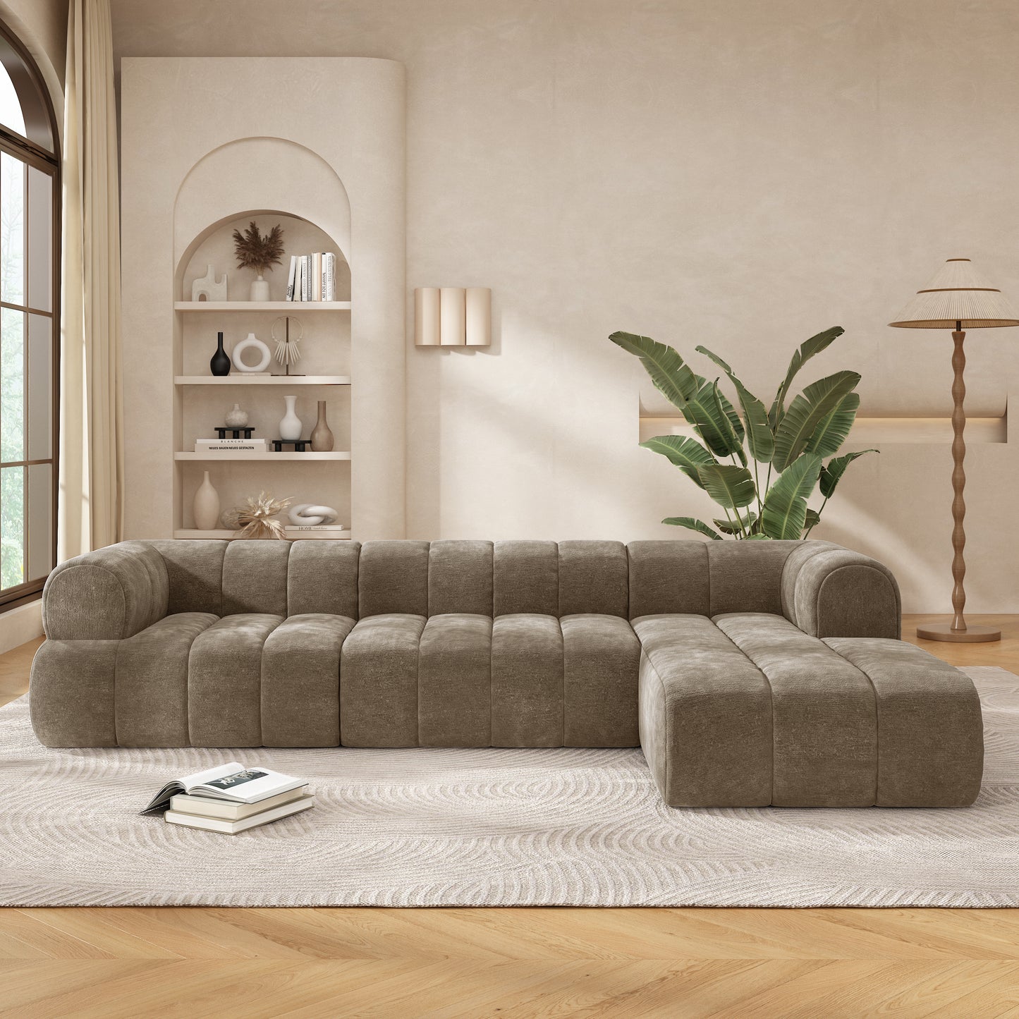 122' Modern L-Shaped Sectional Sofa with High-Density Fully Compressed Sponge and Chaise Lounge, 2-Piece Set, Fully Assembled Right Hand Facing, Perfect for Living Room, Lounge