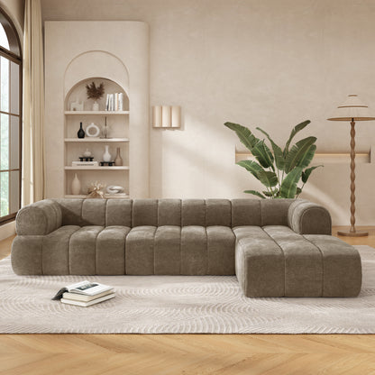 122' Modern L-Shaped Sectional Sofa with High-Density Fully Compressed Sponge and Chaise Lounge, 2-Piece Set, Fully Assembled Right Hand Facing, Perfect for Living Room, Lounge