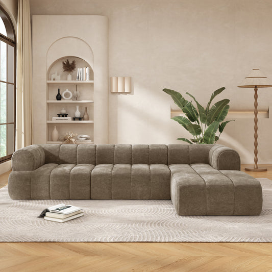 122' Modern L-Shaped Sectional Sofa with High-Density Fully Compressed Sponge and Chaise Lounge, 2-Piece Set, Fully Assembled Right Hand Facing, Perfect for Living Room, Lounge