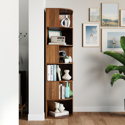 Corner Bookshelf, 6-Tier Modern Corner Book Shelf with Baffle