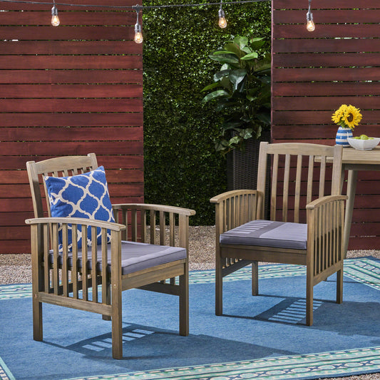 CASA Acacia Dining Chair Set with Cushions, Dark Grey, 2PCS